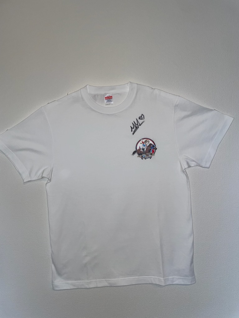 サイン入りイラストTシャツ　白　綿100％