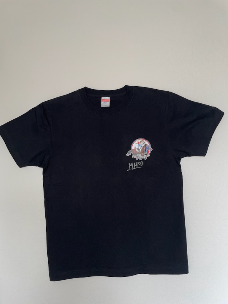 サイン入りイラストTシャツ　黒　綿100％